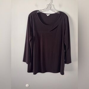 Cato Black One Sided Cutout 3/4 Sleeve Top Basic Minimalist XL